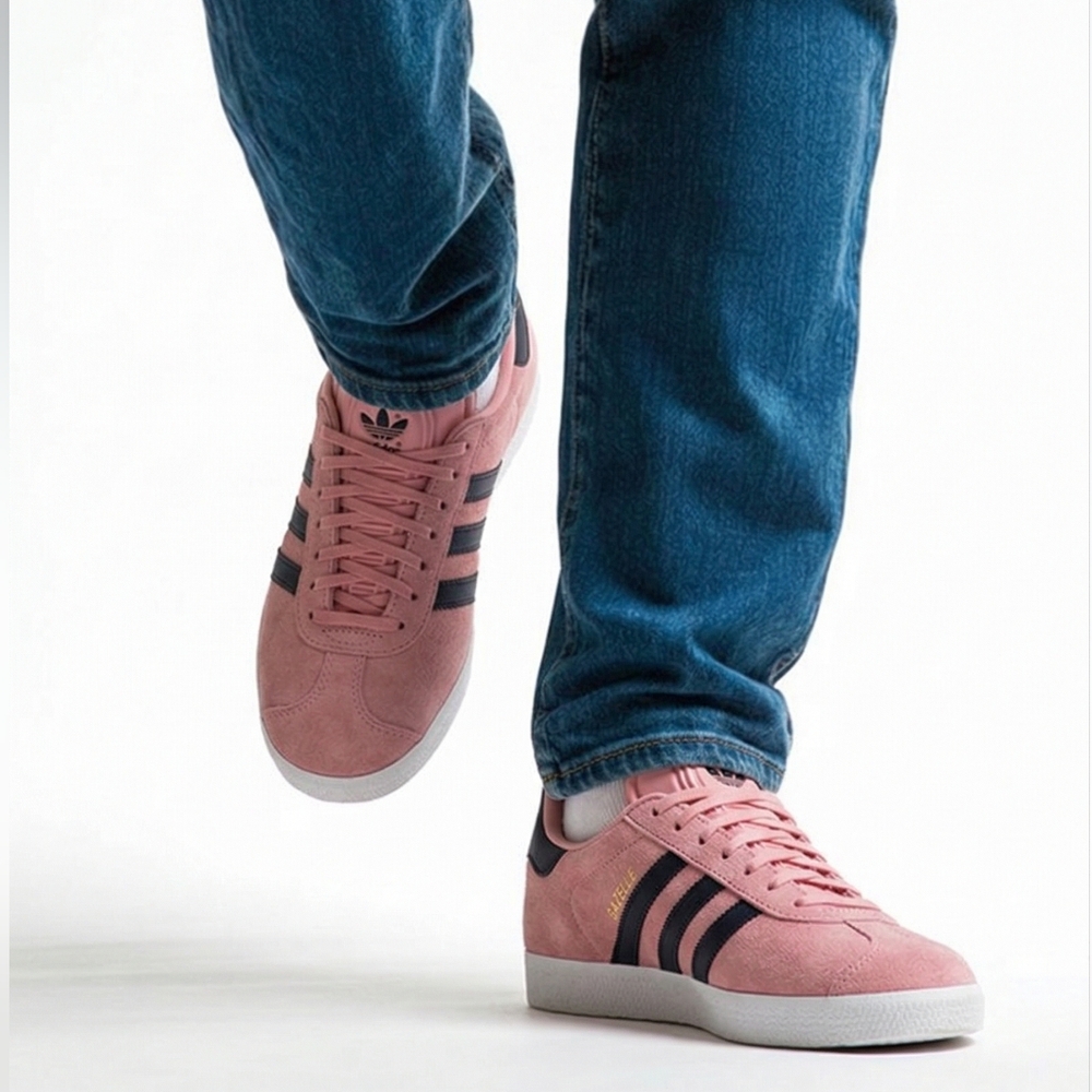 Adidas Gazelle shoe Glow Pink/Aurora Black/Core White Mens Size 11 - Picture 1 of 9